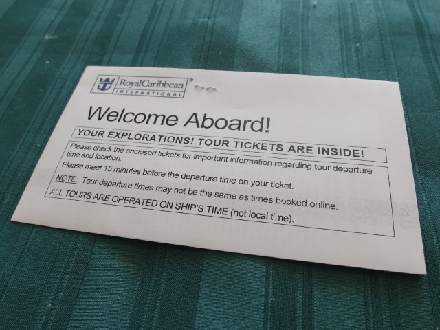 Our transport tickets at Phu My in our stateroom when we entered on the first day