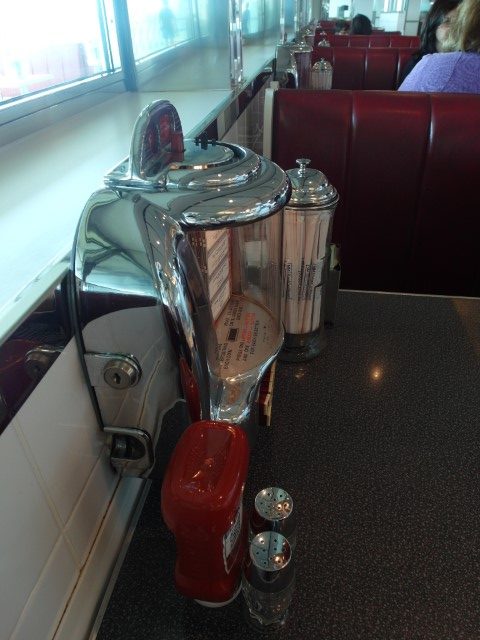 Jukebox on tables (not working though) at Johnny Rockets