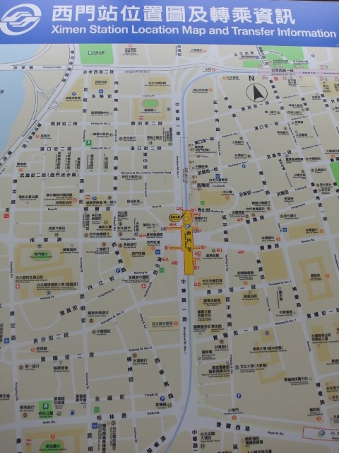 Location Map at Ximen Train Station