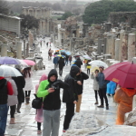 Main street from city centre to library Ephesus Turkey