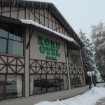 Facade of Koru Hotel Bolu with snow from the previous night