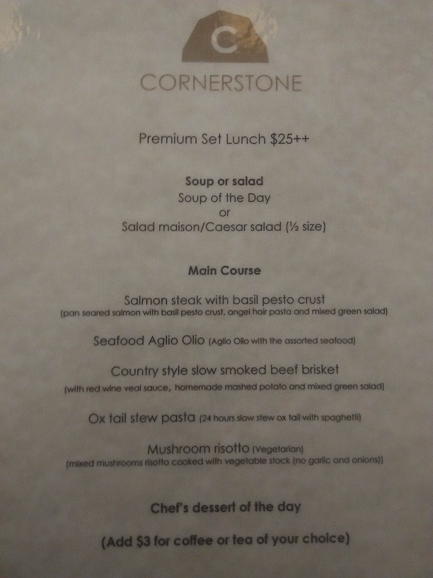 Premium Set Lunch The Cornerstone Restaurant