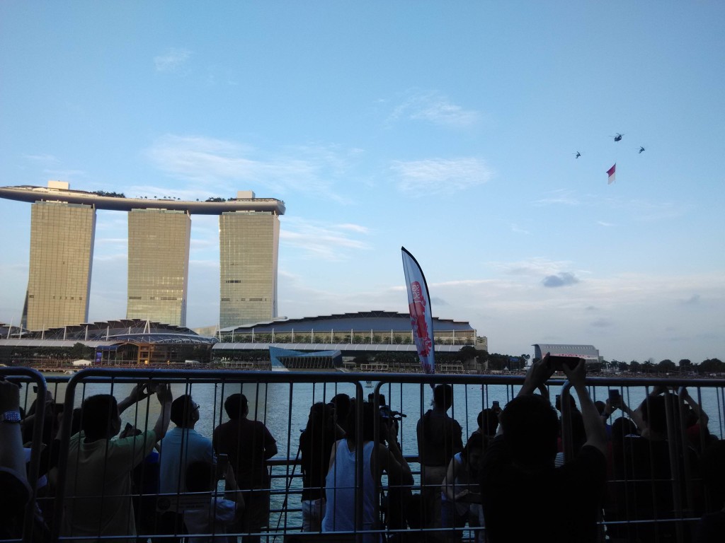 National Flag approaching the Marina Bay NDP Preview 2015