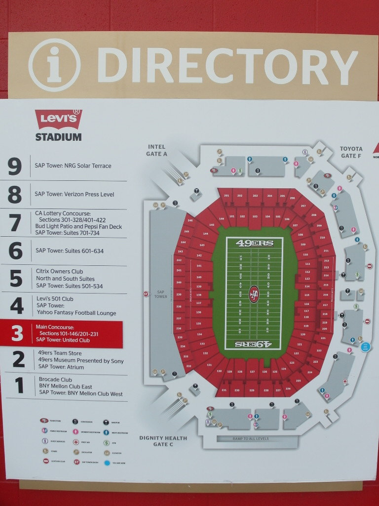 Map and Directory of Levi's Stadium San Francisco 49ers