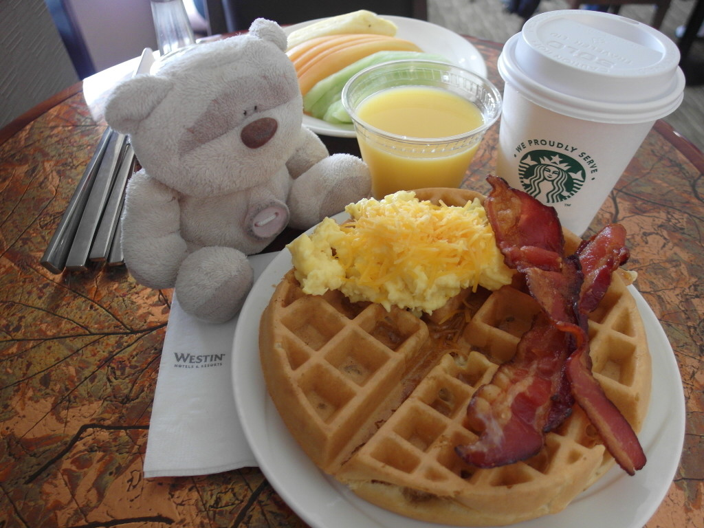 True bear with bacon and waffles