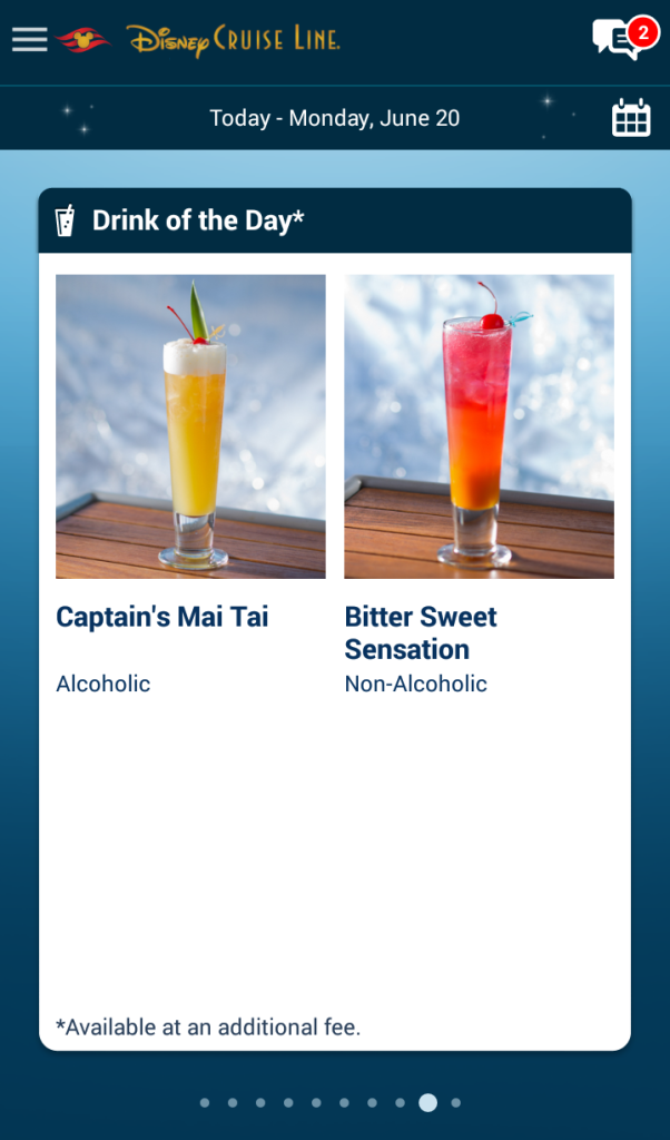 Cocktails Mocktails of the Day Disney Cruise Line Navigator App