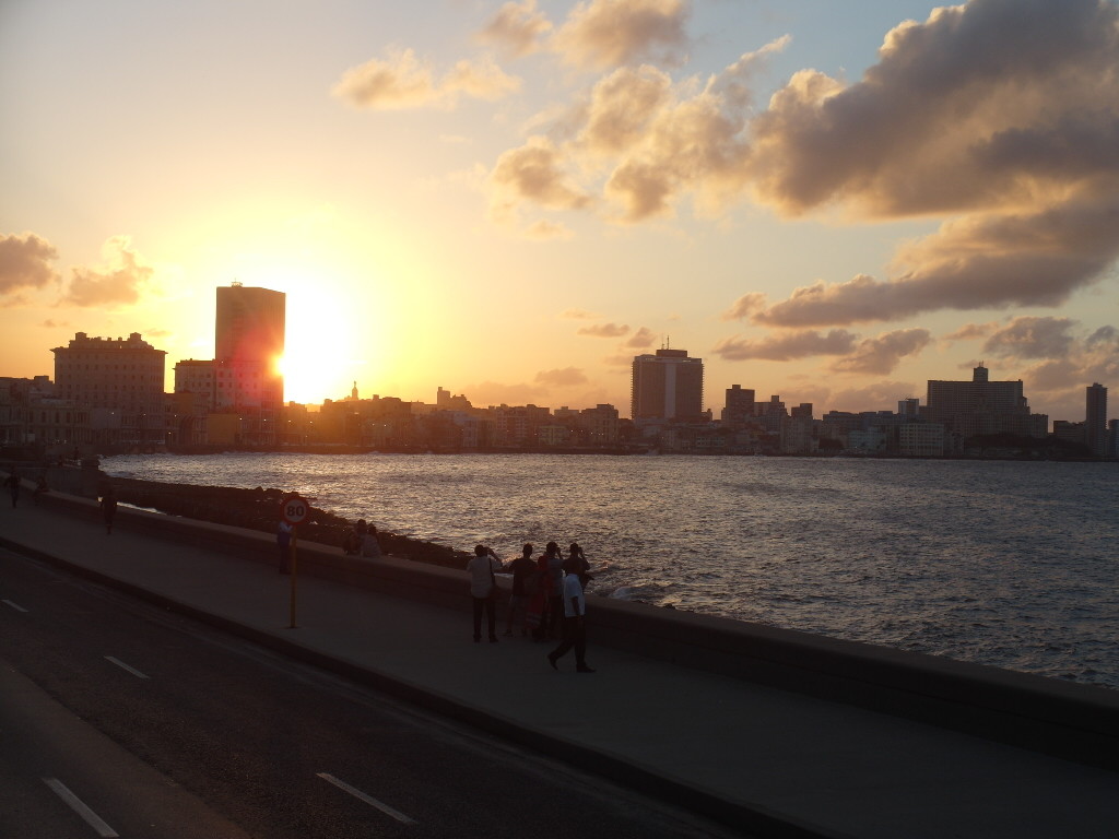 Sunset over Sea Wall Havana