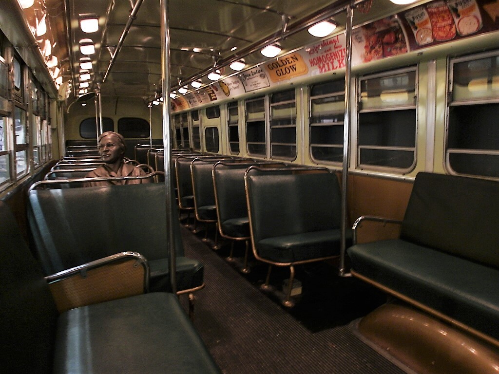 Inside the segregated bus