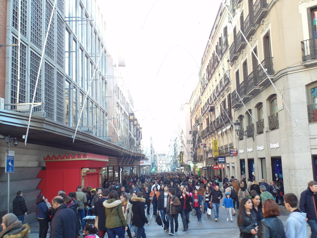 Calle de Preciados - one of the many shopping streets in Madrid
