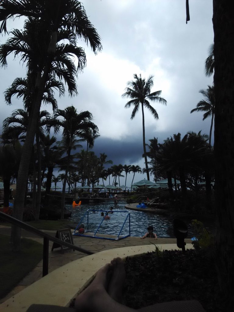 Sunny to cloudy day at Grand Hyatt Kauai Resort & Spa