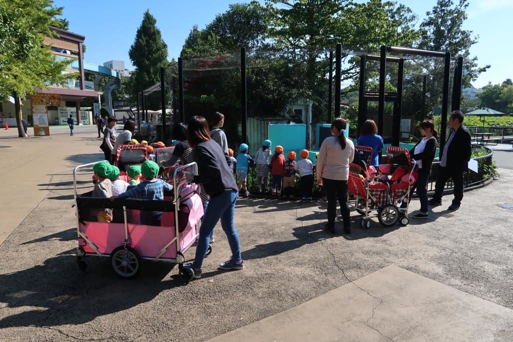 Kids on "trolleys" in Ueno Zoo