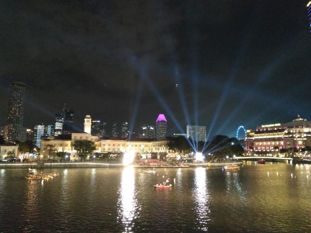 Panoramic Night Views of Singapore River from Panorama Riverside Lounge @ Boat Quay