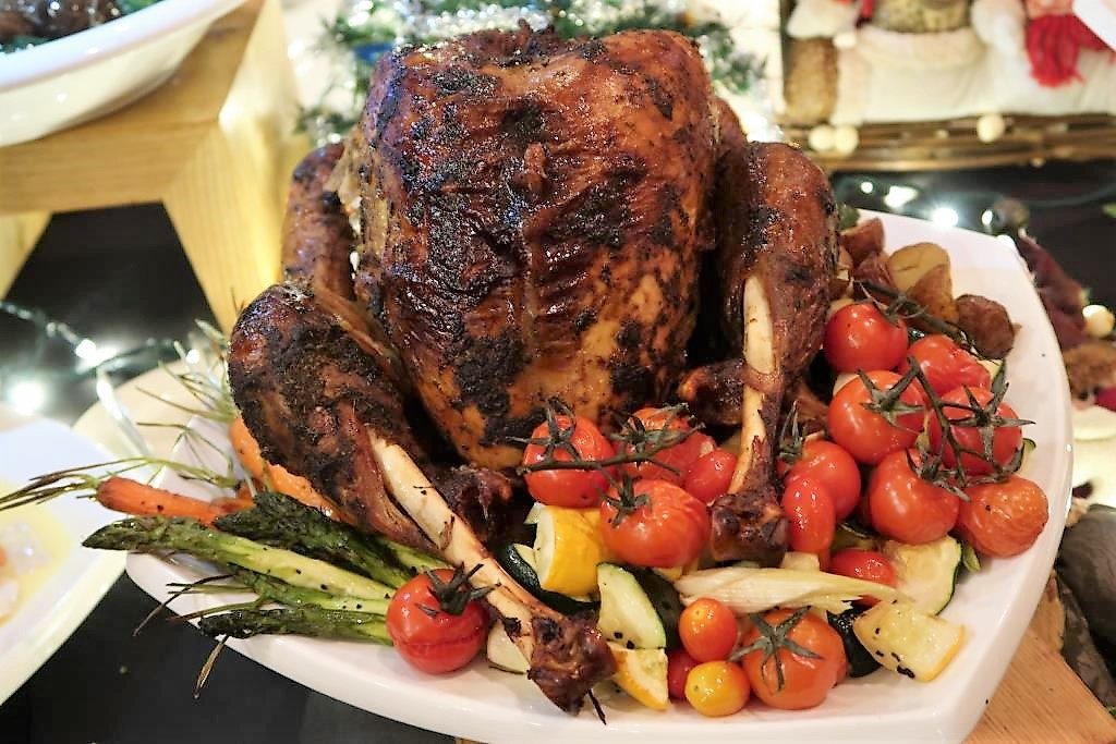 Roasted Turkey with Green Apple, Golden Raisin and Honey Lime Dressing Christmas Eve Buffet Dinner Amara Singapore