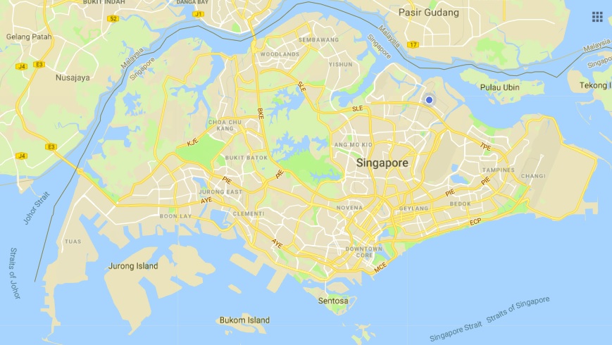 Singapore is approximately 50 kilometres (east to west) and 30 kilometres (north to south)
