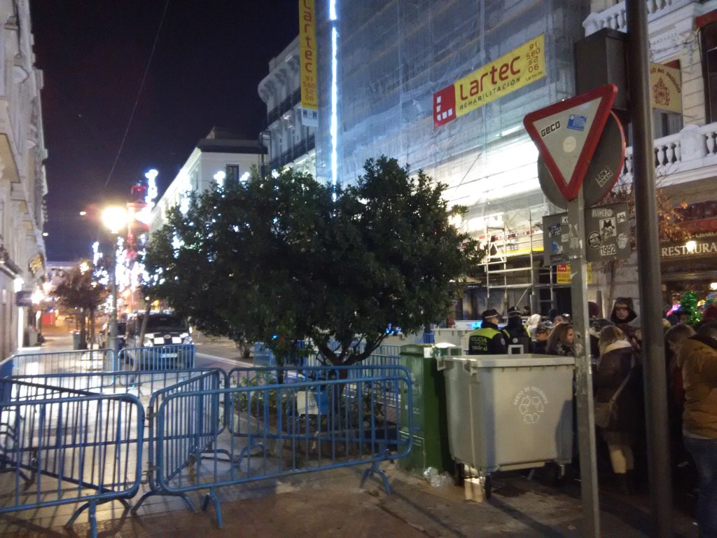 Cordoned area around Puerta Del Sol during New Year's Eve Countdown in Madrid