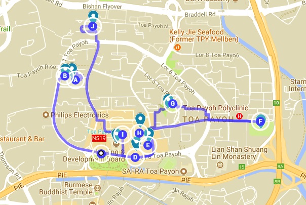 Map of Singapore Travel Series to Toa Payoh