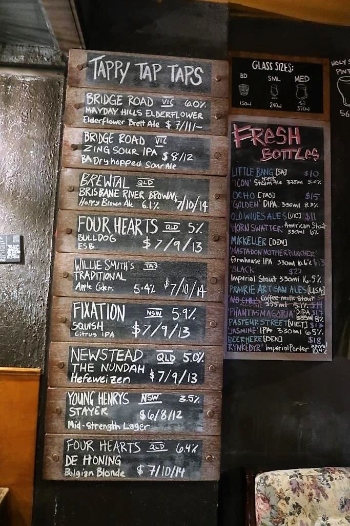 Beers available on tap at the Scratch Bar Brisbane