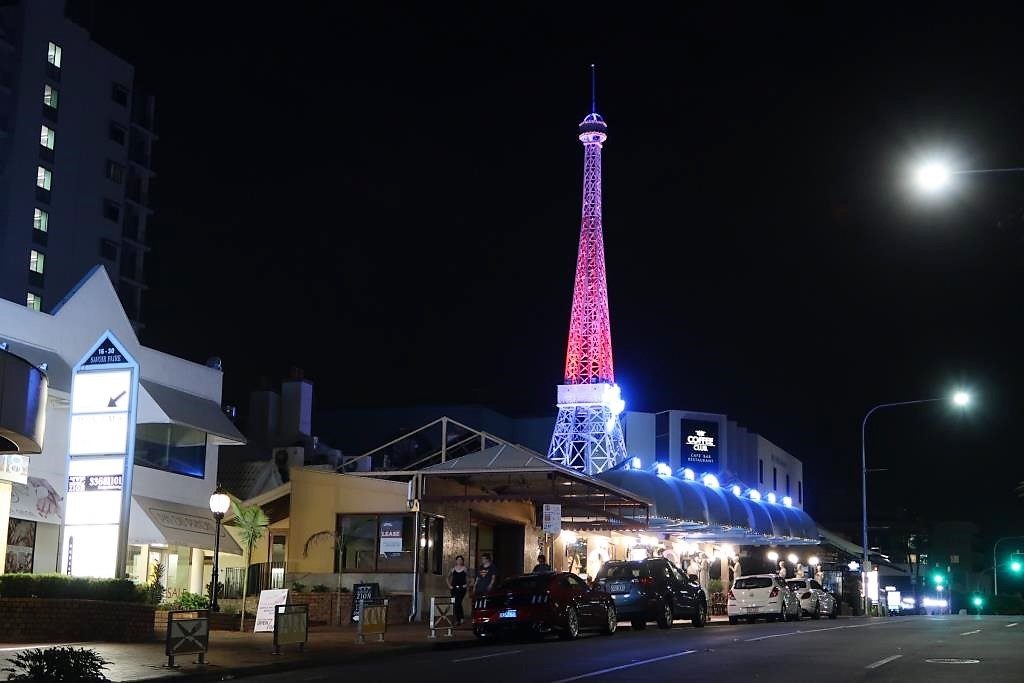 The Scratch Bar is located diagonally opposite this "Eiffel Tower" in Brisbane