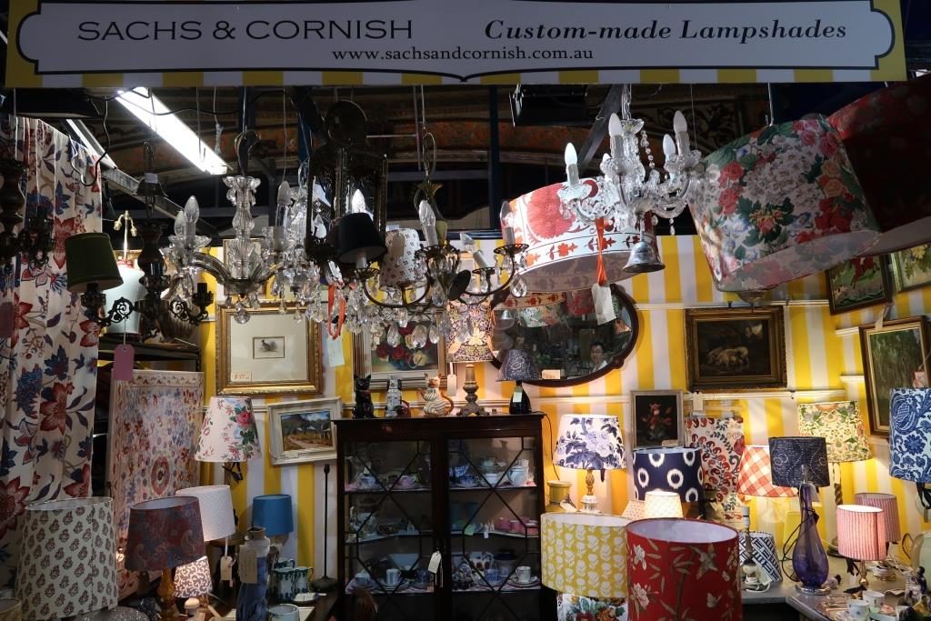 Lamps and lamp shades at Paddington Antique Centre