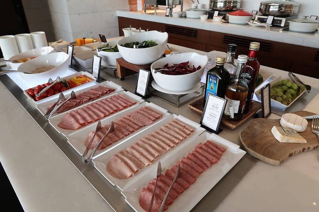 Breakfast at Hilton Busan Executive Lounge - Salads and selection of hams