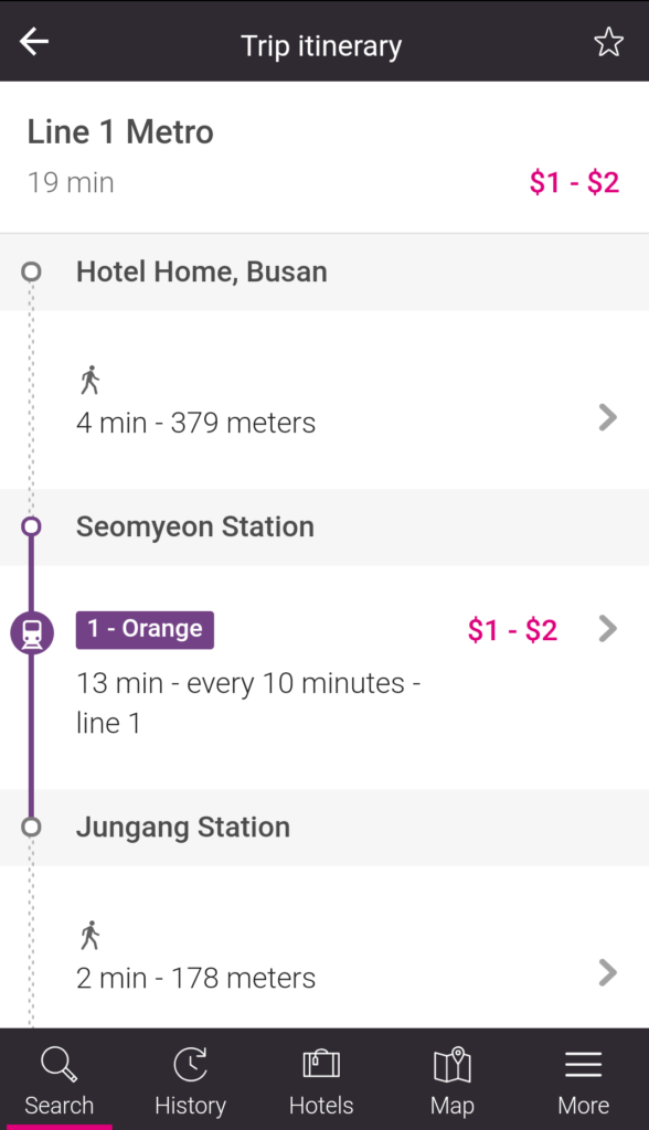 Subway Korea App Busan