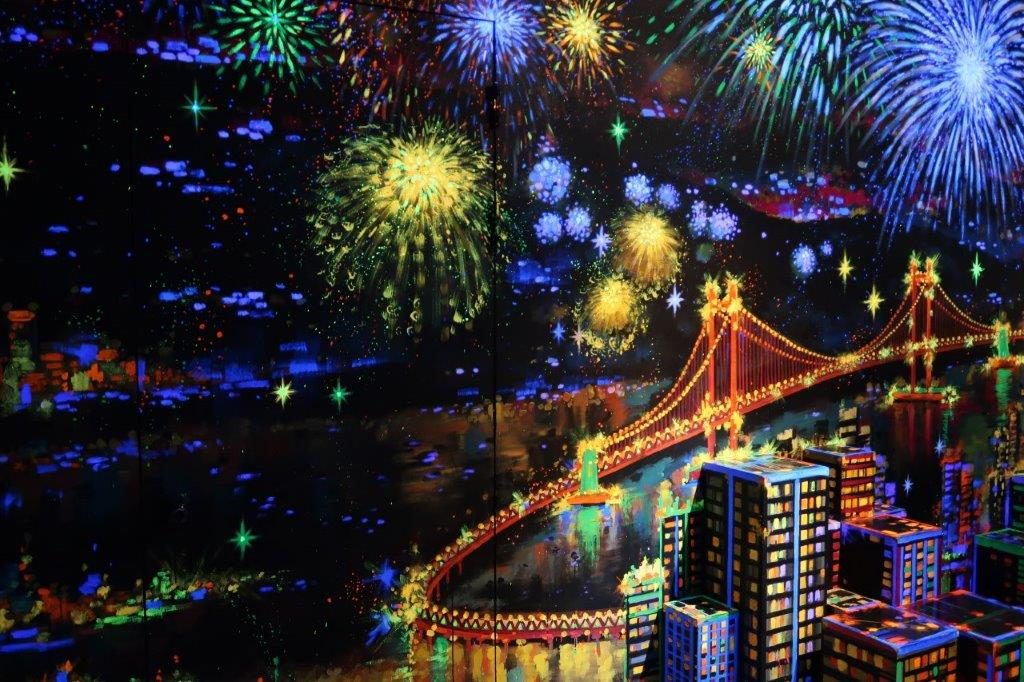 Glow in the dark feature (Fireworks Fest) at Busan Tower