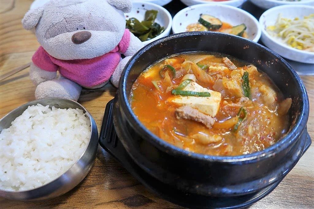 10,000krw for kimchi toufu pork soup next to Jeju Folk Village