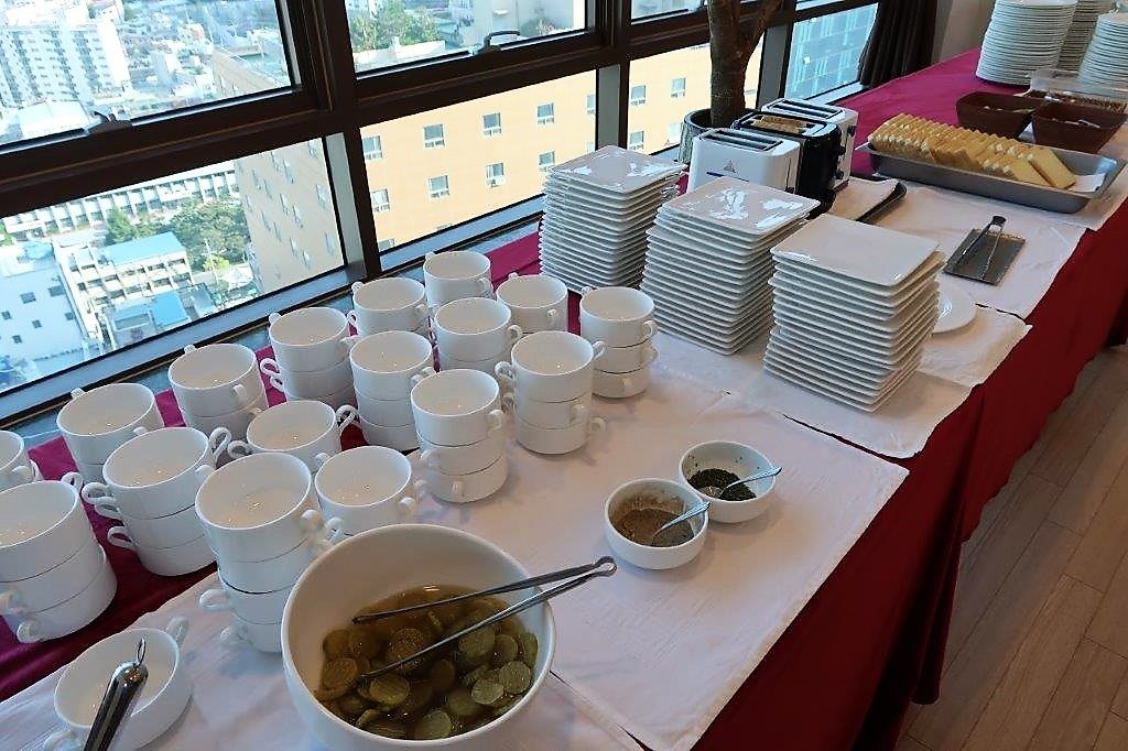 Breakfast spread at Haeundae Hotel Marianne for 3,000krw