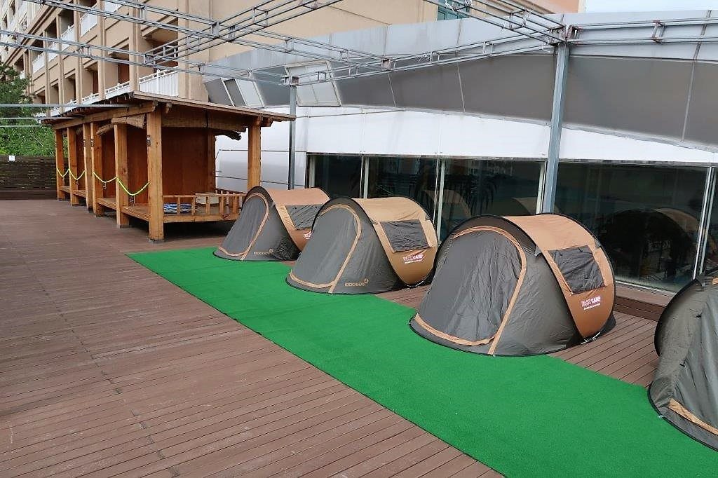 Outdoor camping tents at Aqua World Daemyung Resort Danyang