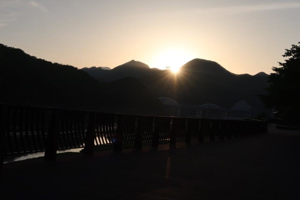 Sunset over the mountains in Danyang South Korea