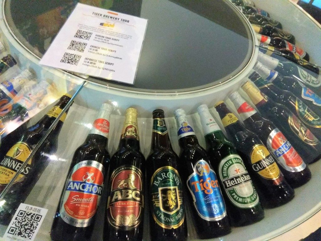 Beers brewed at Tiger Brewery Singapore