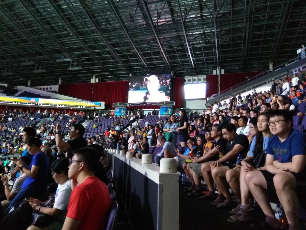 Fans watching on during WTA Finals 2018 in Singapore Indoor Stadium