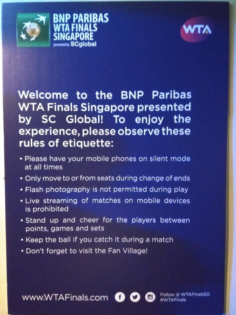WTA Finals Fan Rules