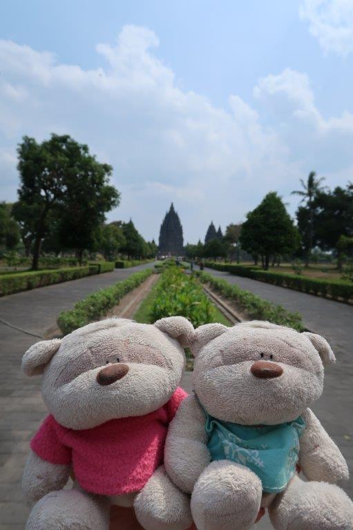 Row of greenery leading to the main complex of Prambanan Temple