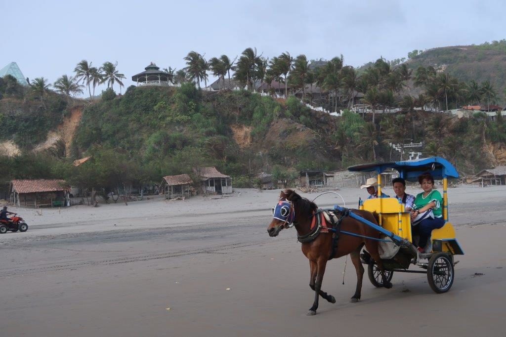 Other visitors riding the horse drawn carriage at Parangtritis Beach