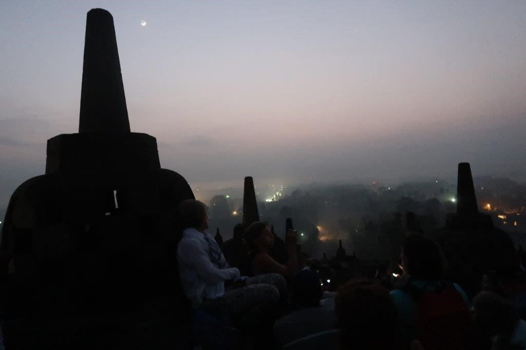 Borobudur at twilight just before sunrise