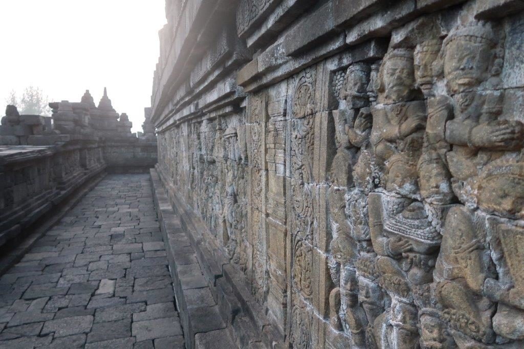 Intricate carvings at Borobudur Temple Complex