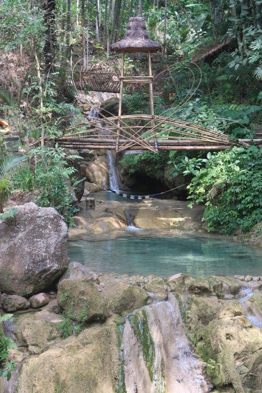 Bridges across the river at Kedung Pedut Waterfalls
