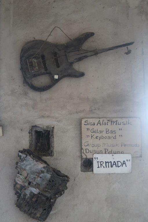 Guitar burnt by the lava during Mount Merapi Eruption in 2010