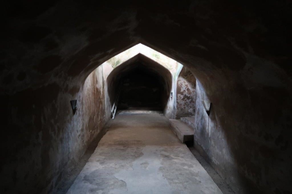 Walking through the underground tunnel of Water Castle Taman Sari to reach the underground mosque