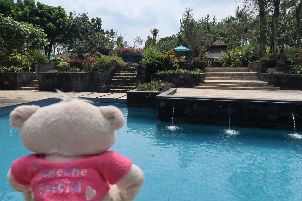 Pool area next to restaurant of Hyatt Yogyakarta