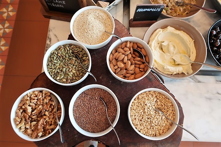 Variety of seeds and nuts to complement your salad