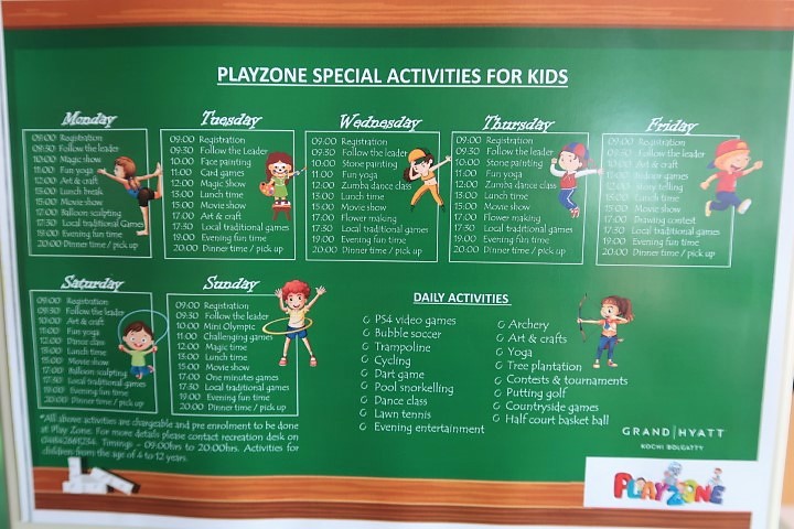Activities and Programmes at indoor play area of Grand Hyatt Kochi Bolgatty