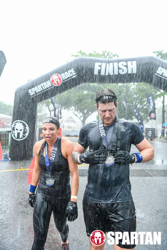 The rain is SO HEAVY! Gosh! (Finish Line Spartan Race Singapore)