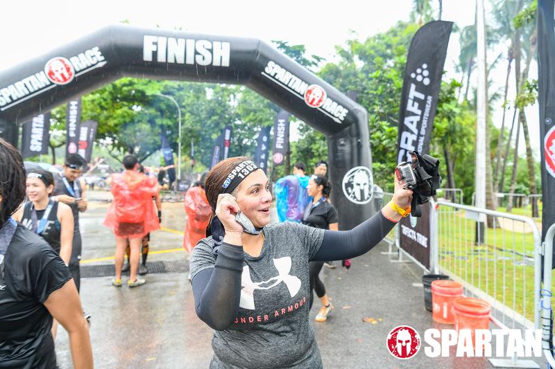 A quick selfie at the finish line (Spartan Singapore)