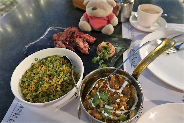 Peacock Rooftop Restaurant Jaipur - Singapore Fried Rice (200 rupees)  Kandhari Tikka (320 rupees) Paneer Reshami Masala (250 rupees)