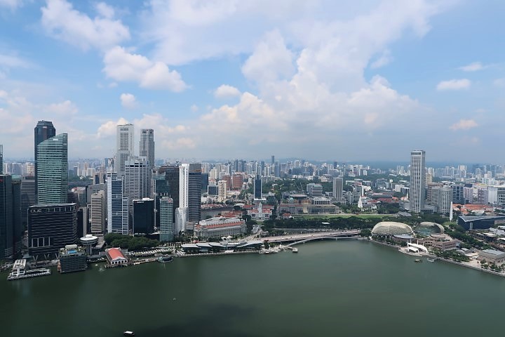 View of Marina Bay and Esplanade from Lavo Italian Rooftop Restaurant