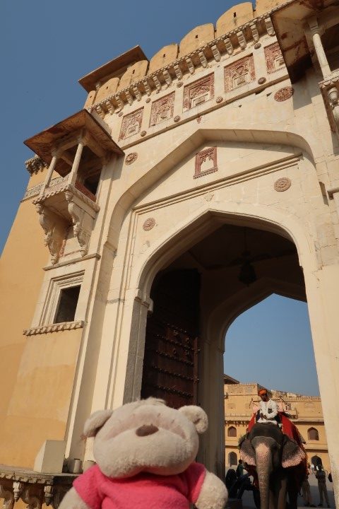 Walking up to the entrance of Amber Palace (Elephant rides are also available)