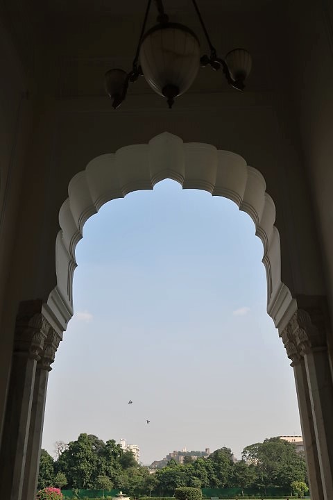 Framing the sky as seen from Verandah Cafe of Taj Rambagh Palace Hotel