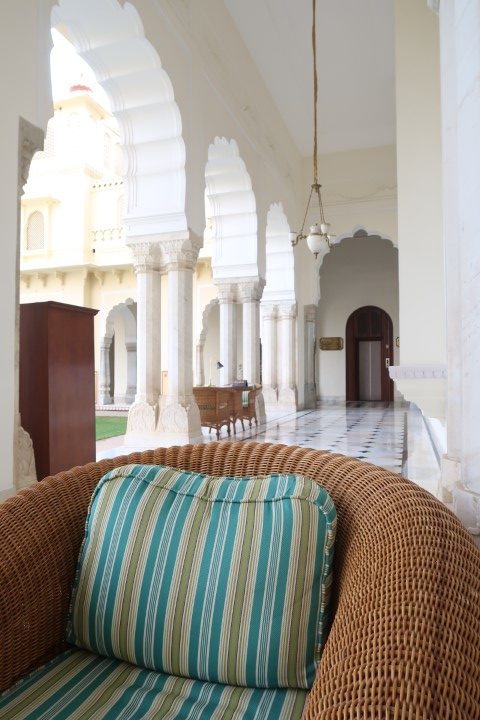 Fusion of Indian and British-styled architecture at Taj Rambagh Palace Hotel